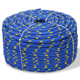 Corde à démarrage Vidaxl 12 mm 50 m Bleu en polypropylène