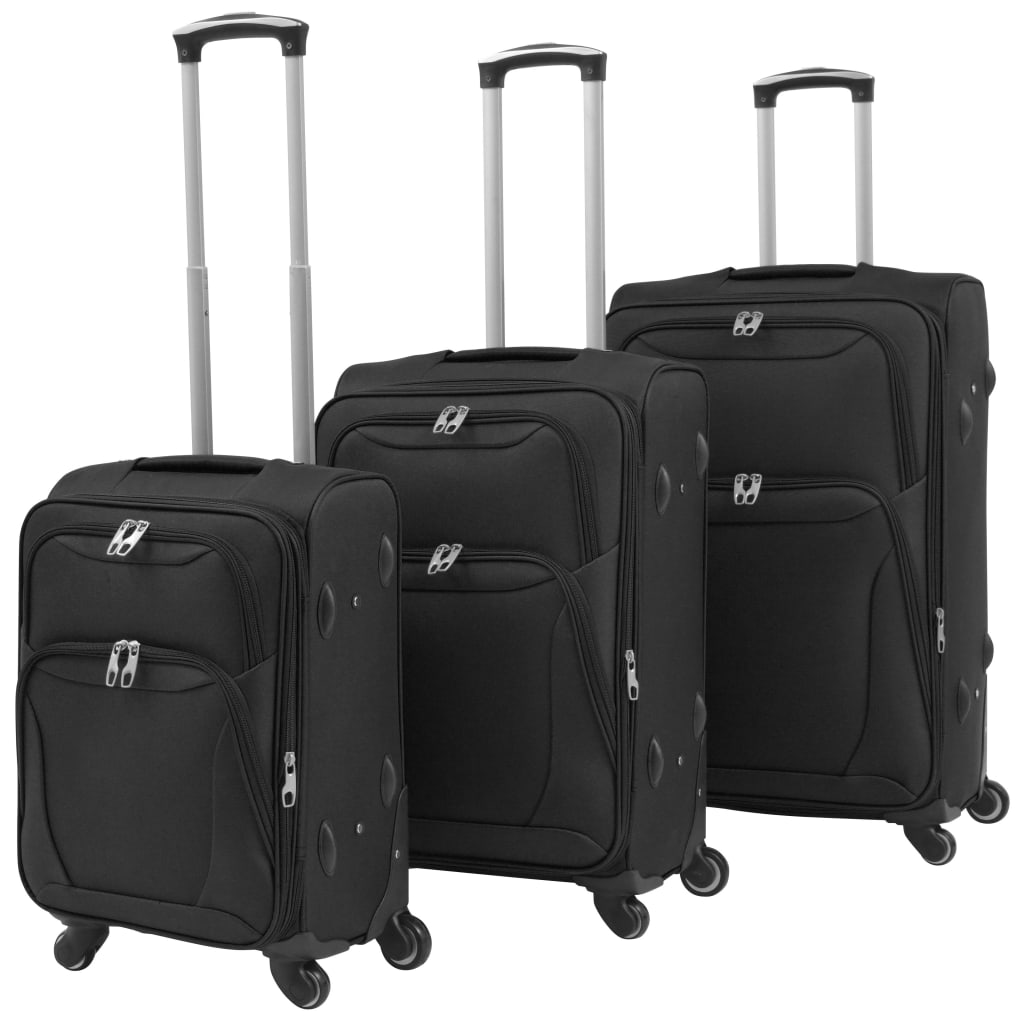 Vidaxl Trolleyset Black 3-częściowy