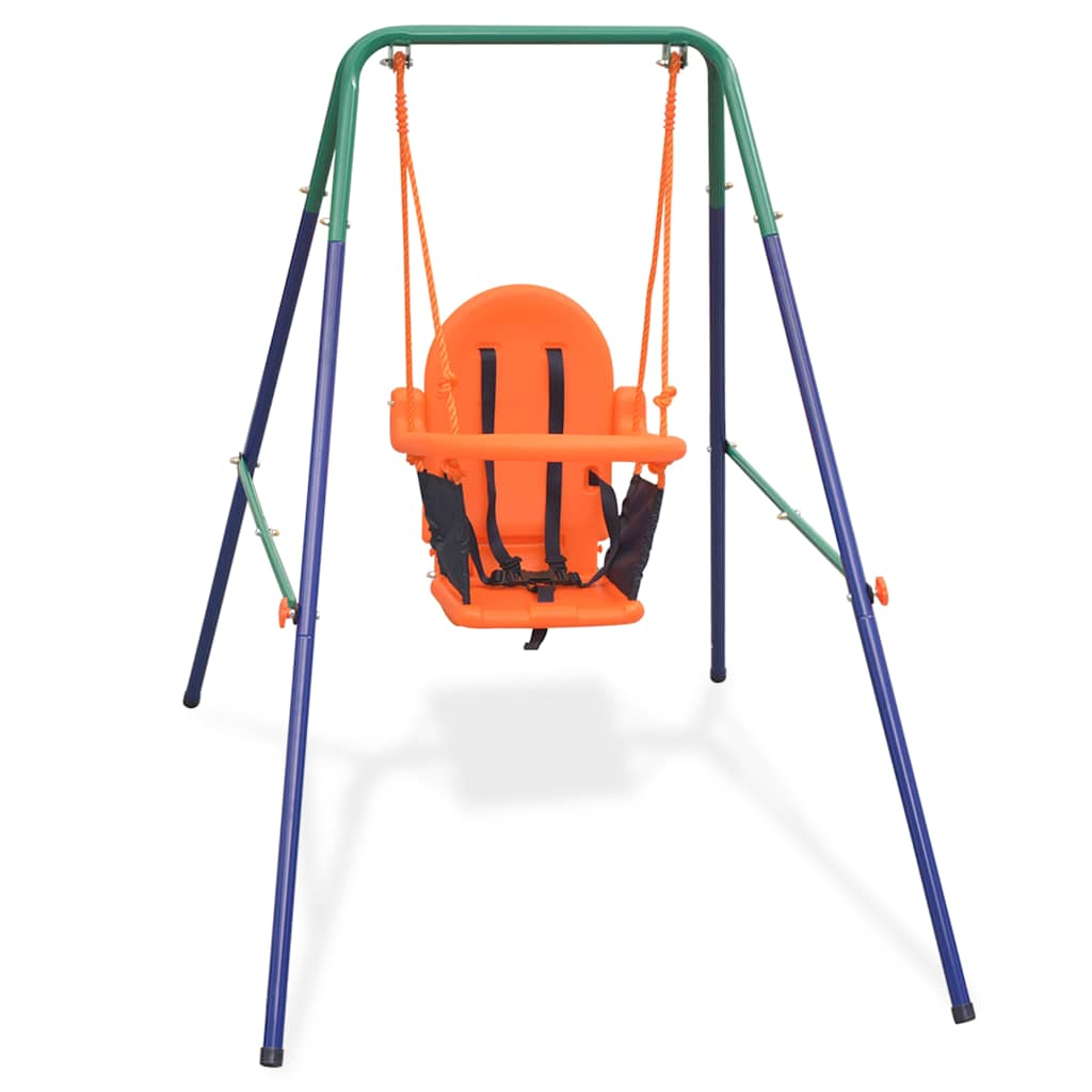 Vidaxl toddler swing set with safety harness orange