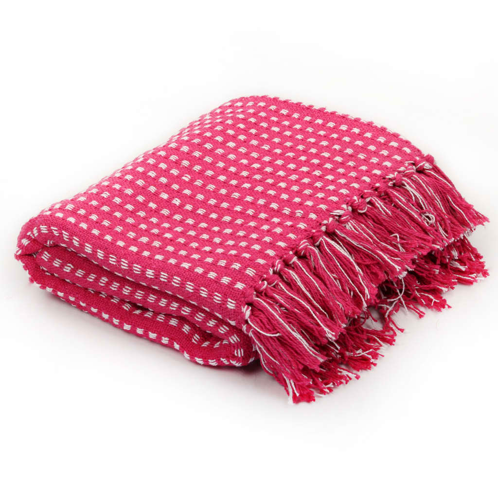 Vidaxl Plaid Squares 125x150 cm di cotone rosa