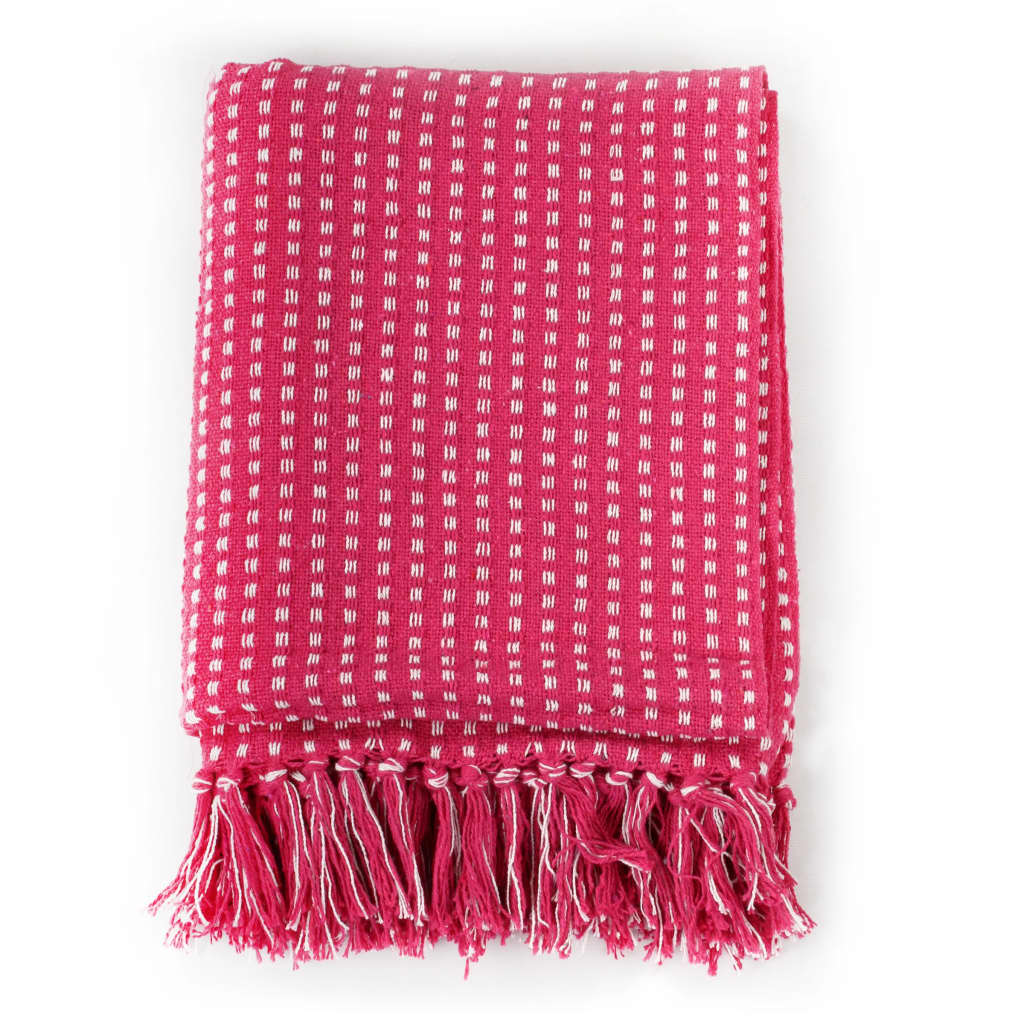 Vidaxl Plaid Squares 125x150 cm di cotone rosa