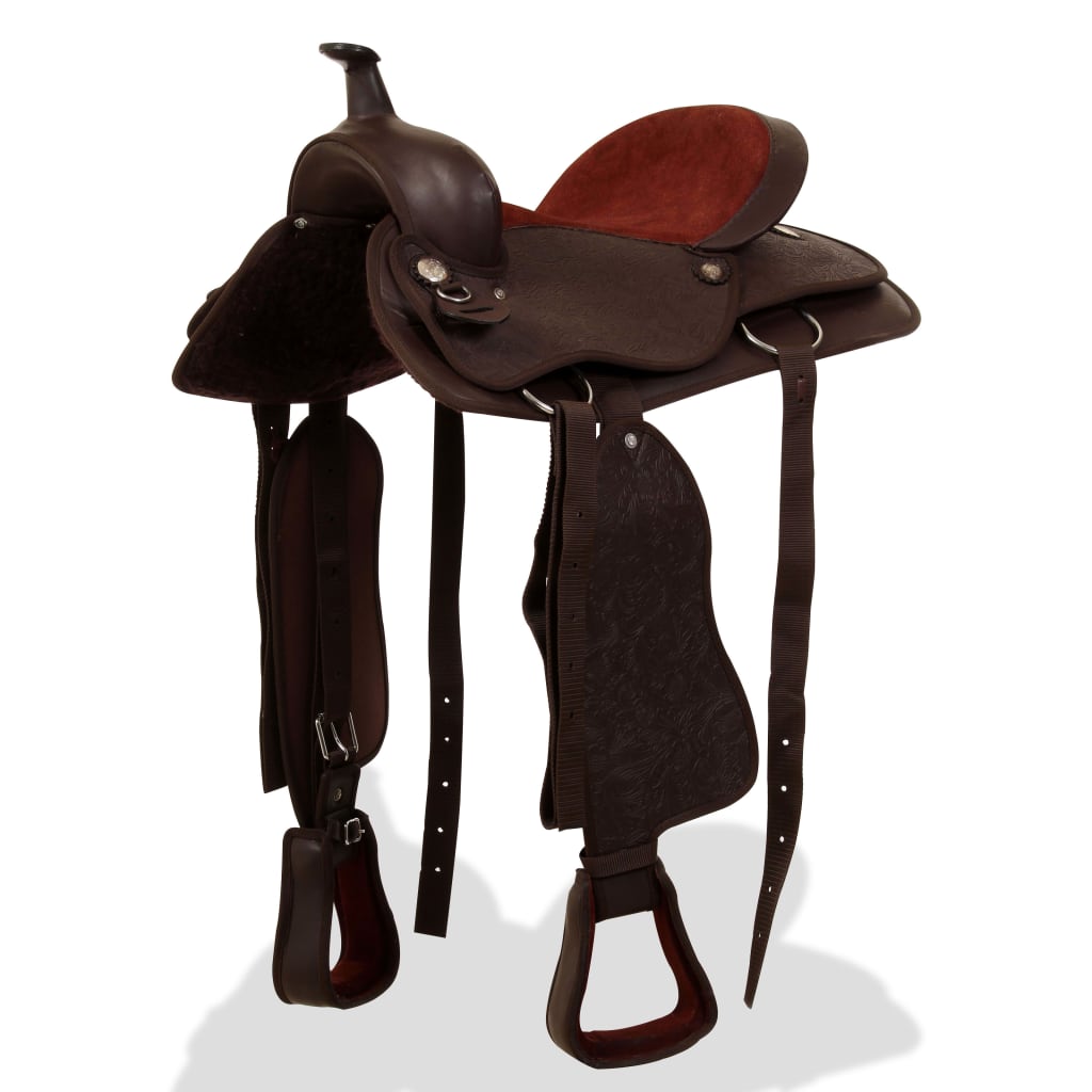 Vidaxl Western Saddle, Bridle og Bright Blast 15 Ekte skinnbrun