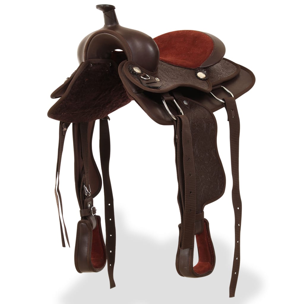 Vidaxl Western Saddle, Bridle a Bright Blast 12 Real Leather Brown