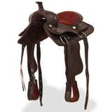 Vidaxl Western Saddle, Bridle og Borr Belt 13 ekte skinnbrun