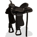 Vidaxl Western Saddle, Bridle a Bright Blast 17 Real Leather Black