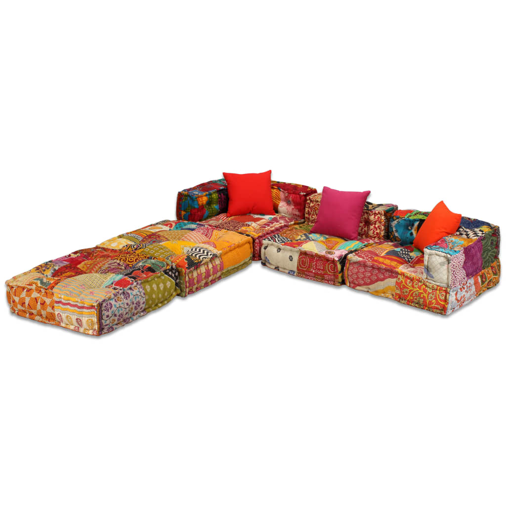 VIDAXL POUF TRE -SITE MODULAR FAIDIC PATCH BORK