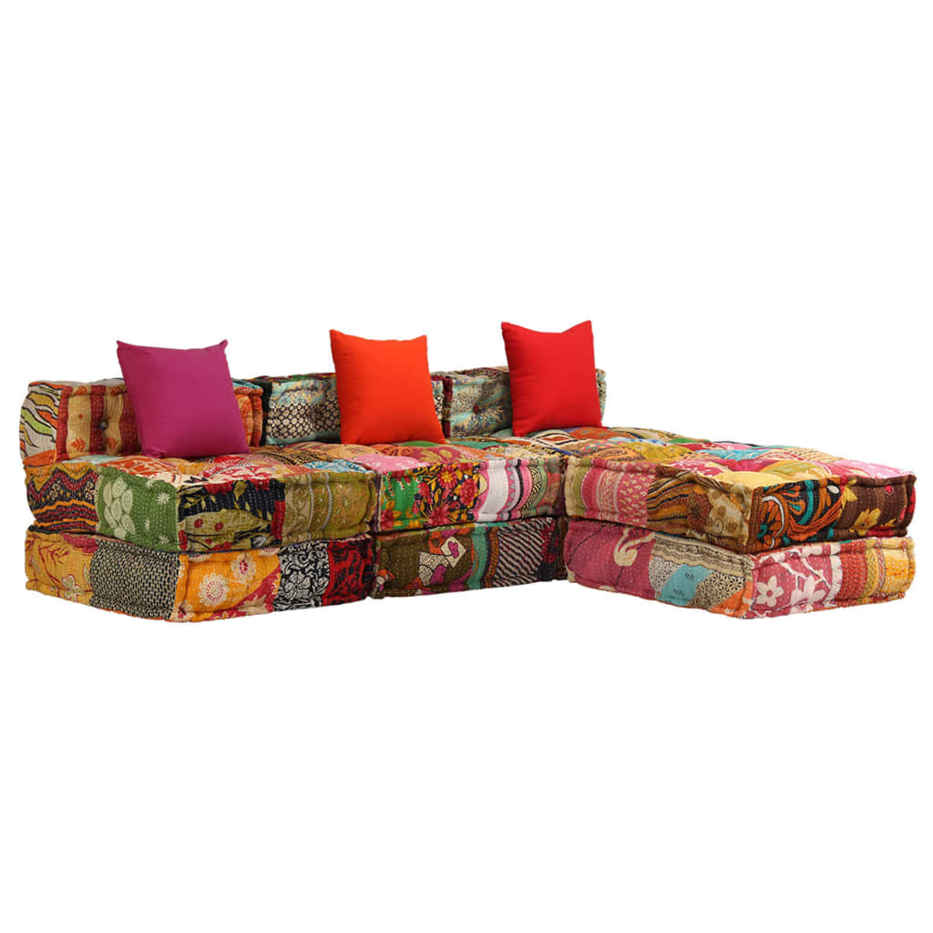 Vidaxl Pouf Three -Seater Modular stof patchwork