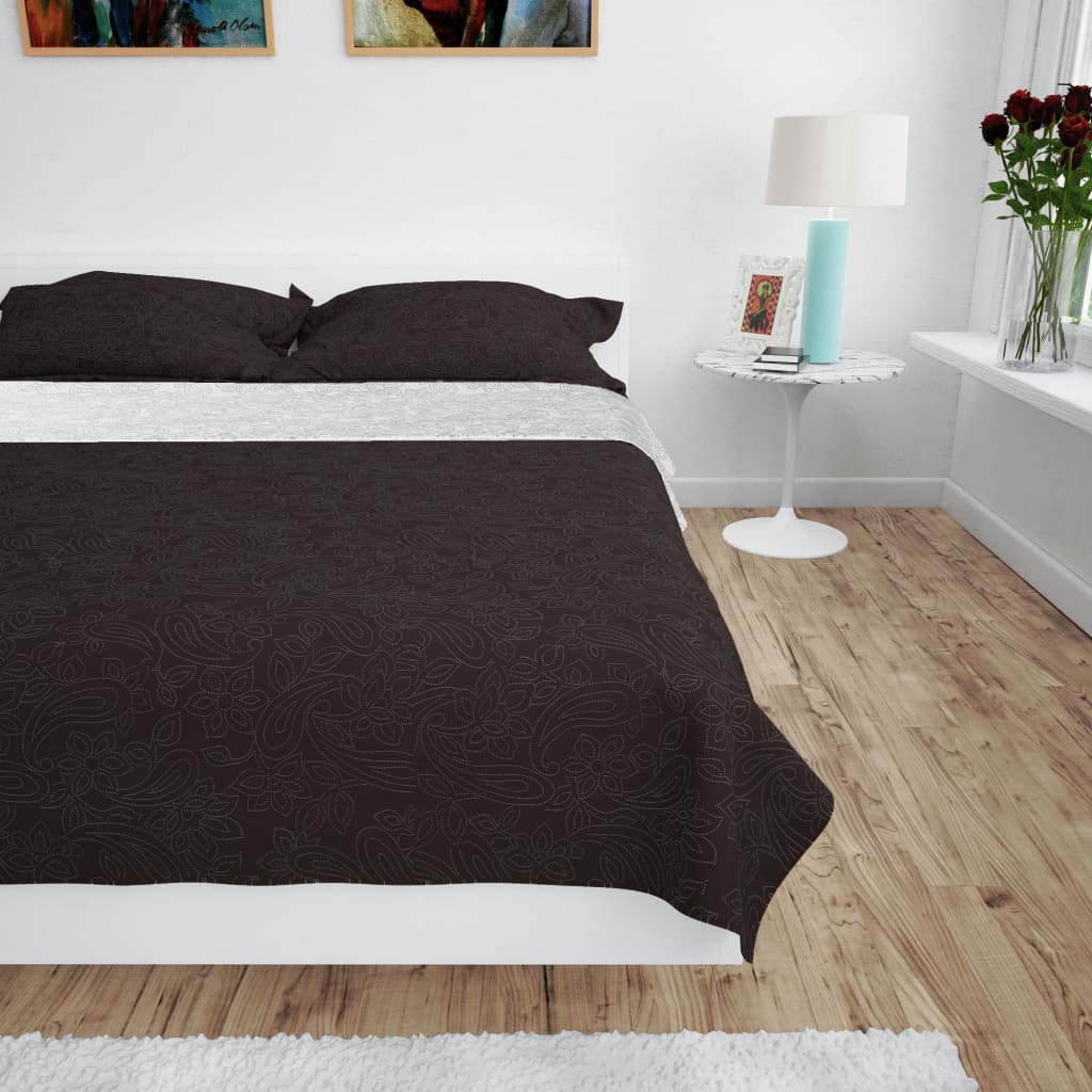 Vidaxl Bedsprey podwójnie podwójny 170x210 cm krem ​​kremowy i brązowy