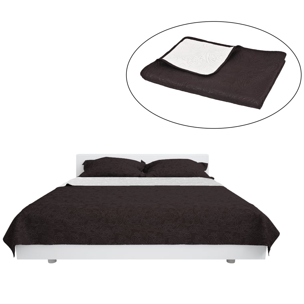 Vidaxl Bedsprey double-foncé 230x260 cm Crème de courtepointe et brun