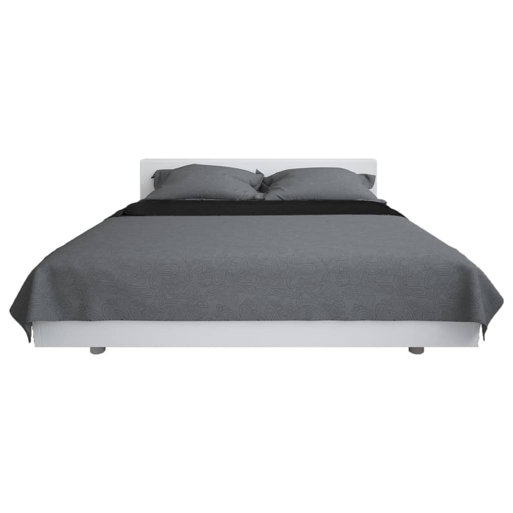 VIDAXL BEDSPREAT DOPPIO -SIDEDATO 170X210 CM trapunta grigio e nero