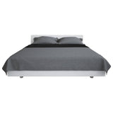 VIDAXL BEDSPREAT DOPPIO -SIDEDATO 170X210 CM trapunta grigio e nero