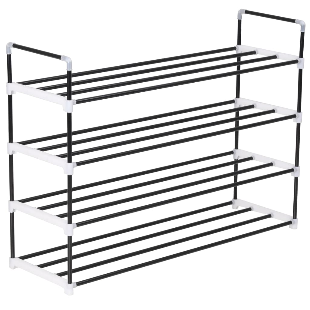 Vidaxl shoe rack with 4 shelves of metal and plastic black