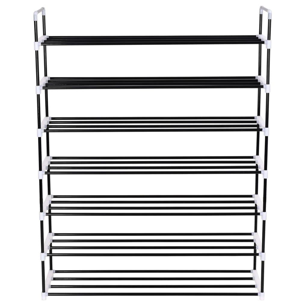 Vidaxl shoe rack with 7 shelves of metal and plastic black