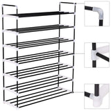 Vidaxl shoe rack with 7 shelves of metal and plastic black