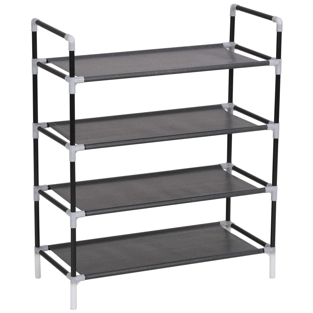 VidaXL shoe rack with 4 shelves of metal and uncovered fabric black