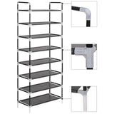 VidaXL shoe rack with 8 shelves of metal and uncovered fabric black