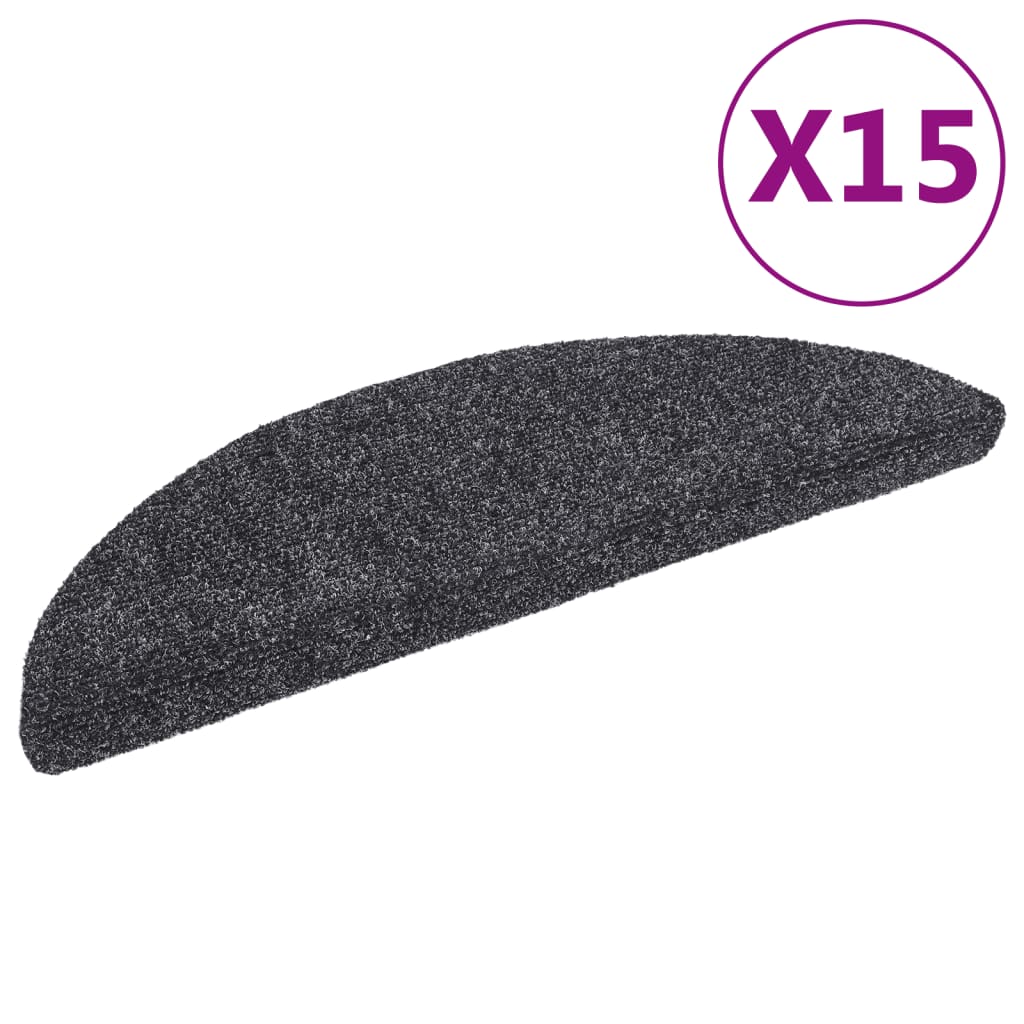 Vidaxl stair mats self -adhesive 56x17x3 cm needle felt dark gray 15 sts