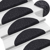 Vidaxl stair mats self -adhesive 56x17x3 cm Needle felt black 15 sts