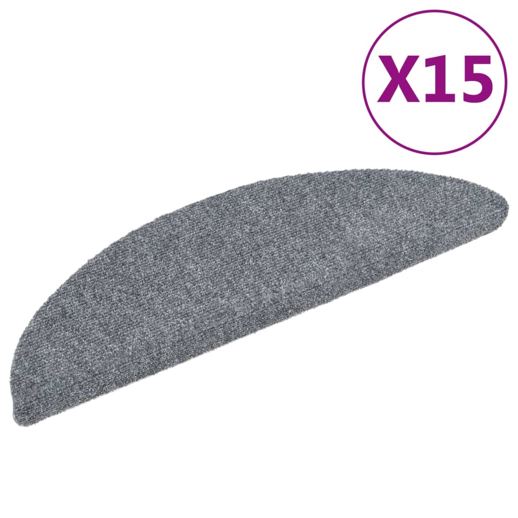 Vidaxl Stair Mats auto-adhésif 56x17x3 cm aiguille en feutre gris clair 15 m