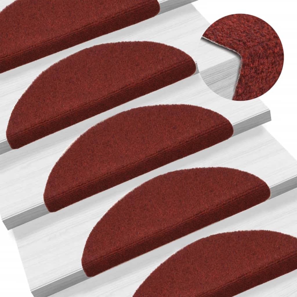 Vidaxl stair mats self -adhesive 56x17x3 cm Needle felt red 15 sts