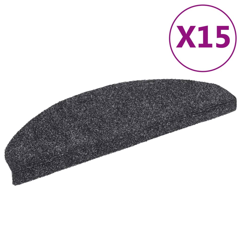 Vidaxl stair mats Self -adhesive 65x21x4 cm Needle felt Dark gray 15 sts