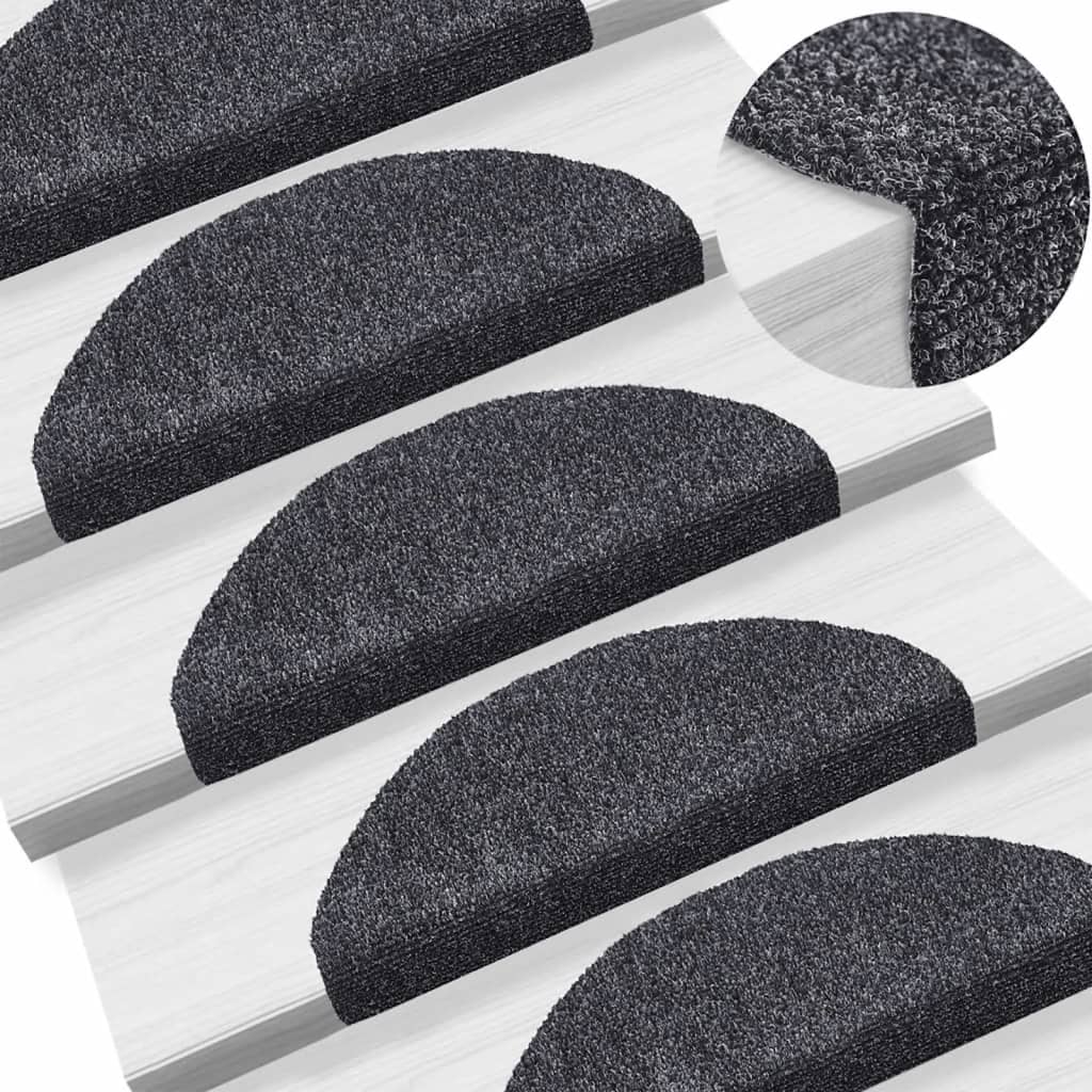 Vidaxl stair mats Self -adhesive 65x21x4 cm Needle felt Dark gray 15 sts