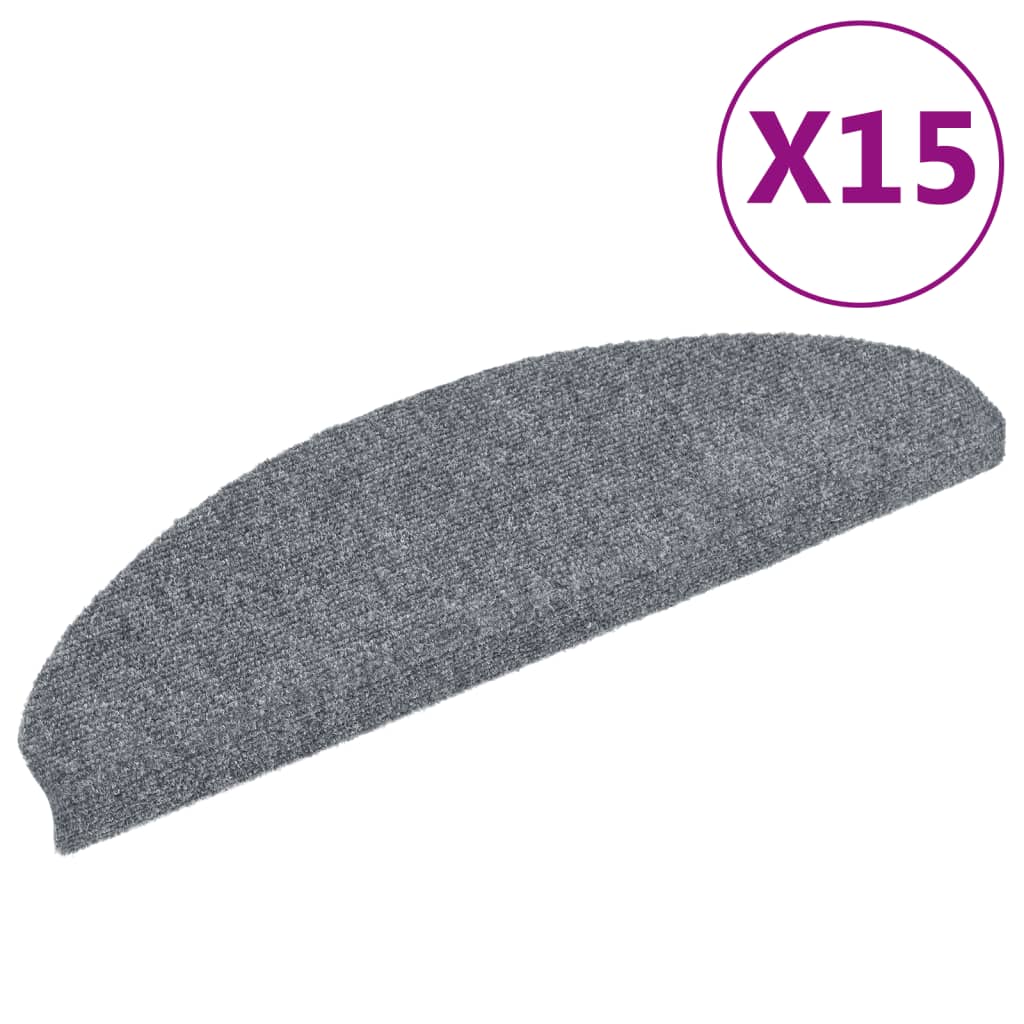 Vidaxl Treppenmatten Selbstadhäsiv 65x21x4 cm Nadel hellgrau 15 STs