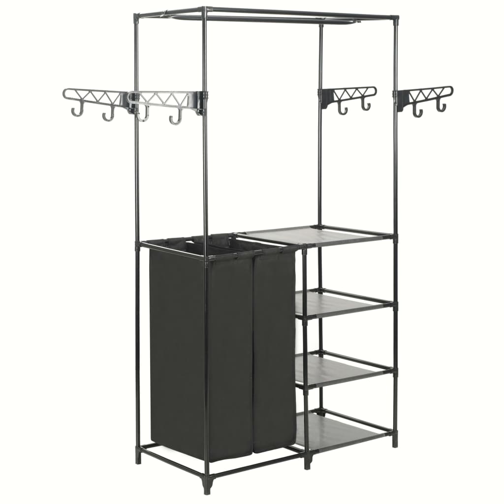 Vidaxl Relling Rack 87x44x158 Cm de acero y tela descubierta negra