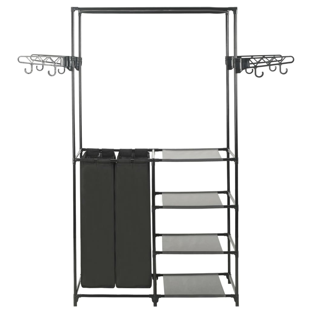 Rack de vêtements Vidaxl 87x44x158 cm en acier et tissu découvert noir