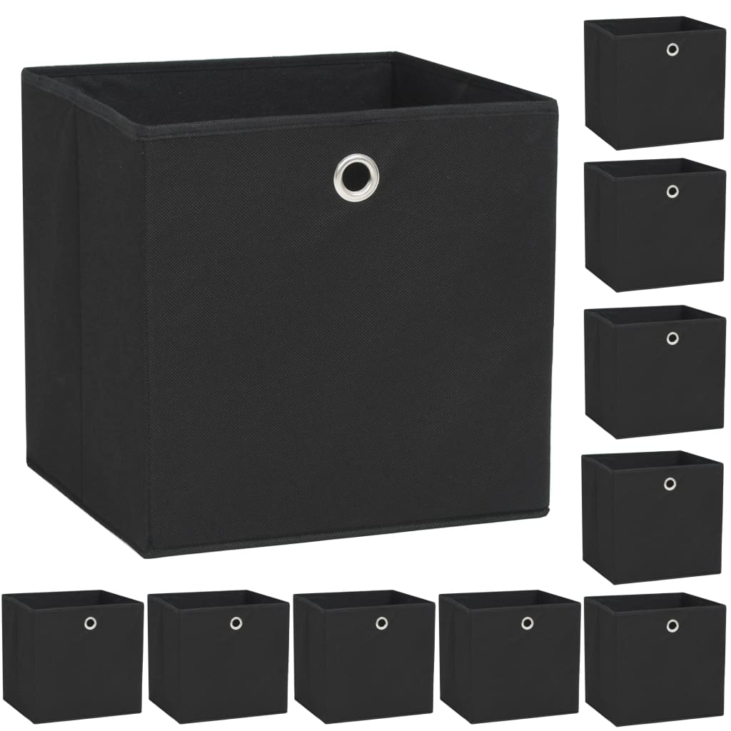 VIDAXL -Speicherboxen 10 PCs 32x32x32 cm Nicht -verwobenes Stoff schwarz