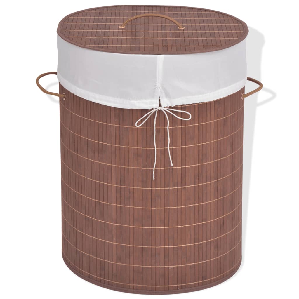 Vidaxl laundry basket oval bamboo brown