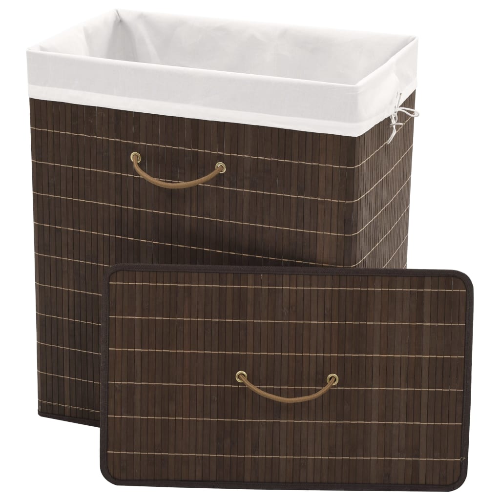 Vidaxl Laundry Basket Rectangular Bamboo Brown scuro