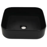 VidaXL Washbasin Square 38x38x13.5 cm Ceramic Black