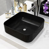 VidaXL Washbasin Square 38x38x13.5 cm Ceramic Black