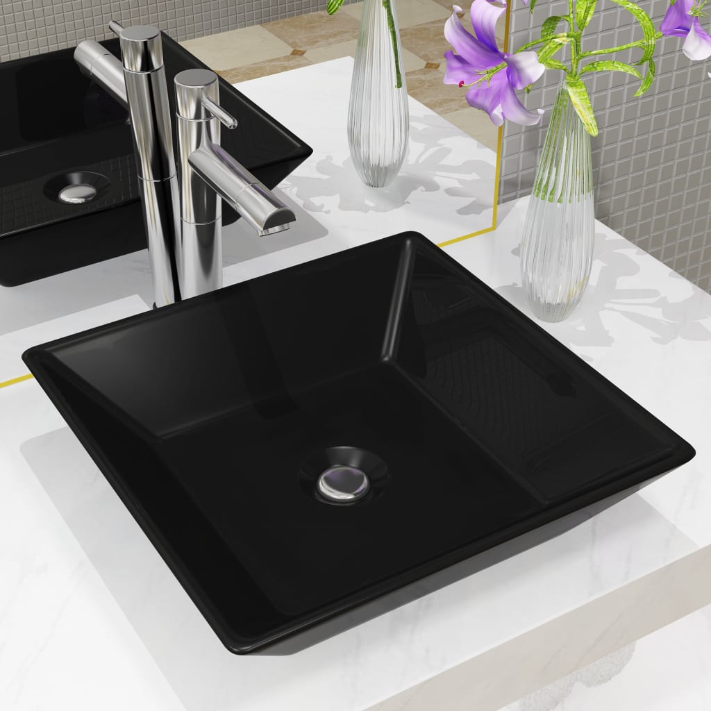 Vidaxl Washbasin Square 41.5x41.5x12 cm ceramico nero