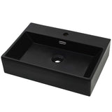 VidaXL Washbasin with tap hole 60.5x42.5x14.5 cm Ceramic Black