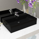 Vidaxl Washbasin z luknjo iz pipe 60,5x42,5x14,5 cm keramična črna