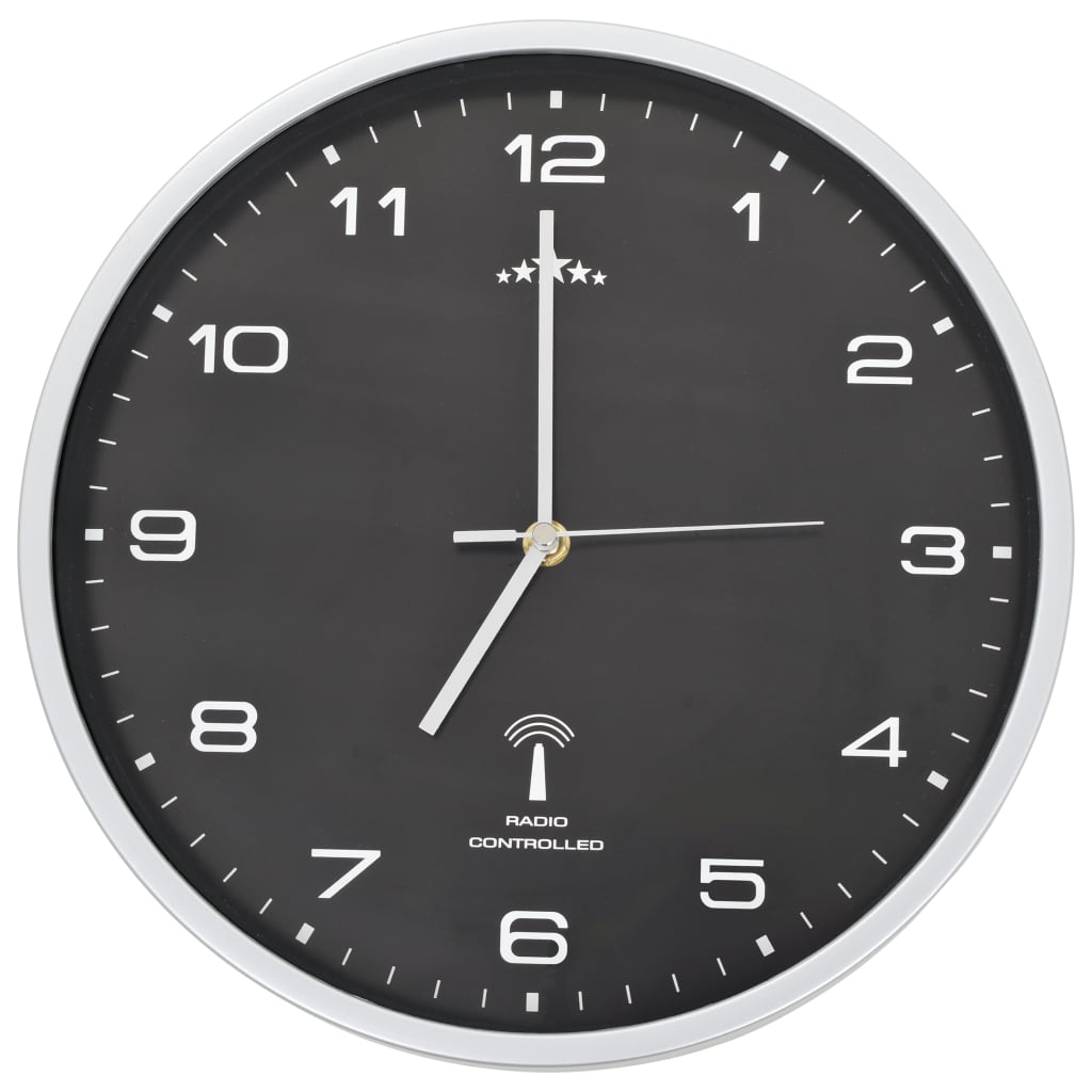 Vidaxl Wall Clock s křemenným hodinářem rádio -podané 31 cm černé