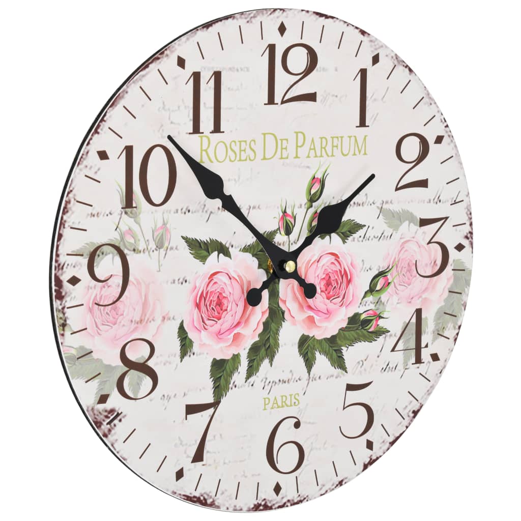 Vidaxl Wall Clock Vintage Style 30 cm fiori