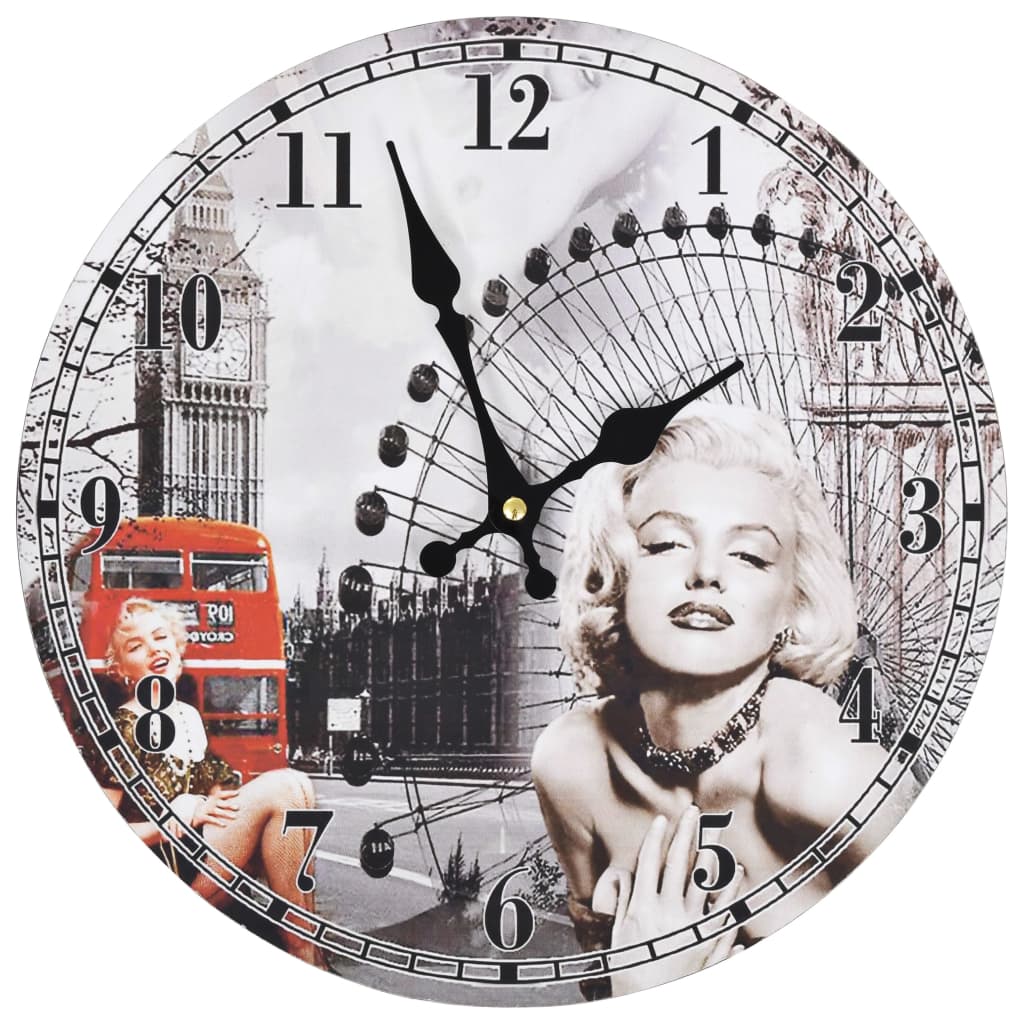 Vidaxl Wall Clock Vintage Style Marilyn Monroe 30 cm