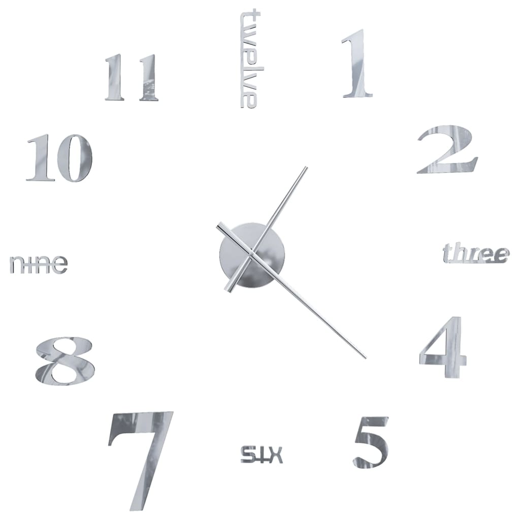 Vidaxl 3D Reloj de pared 100 cm XXL Modern Silver Colored