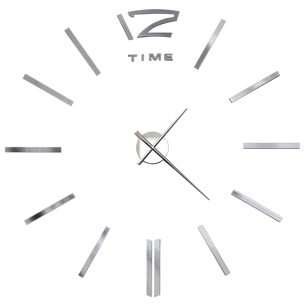 Vidaxl 3D Reloj de pared 100 cm XXL Modern Silver Colored