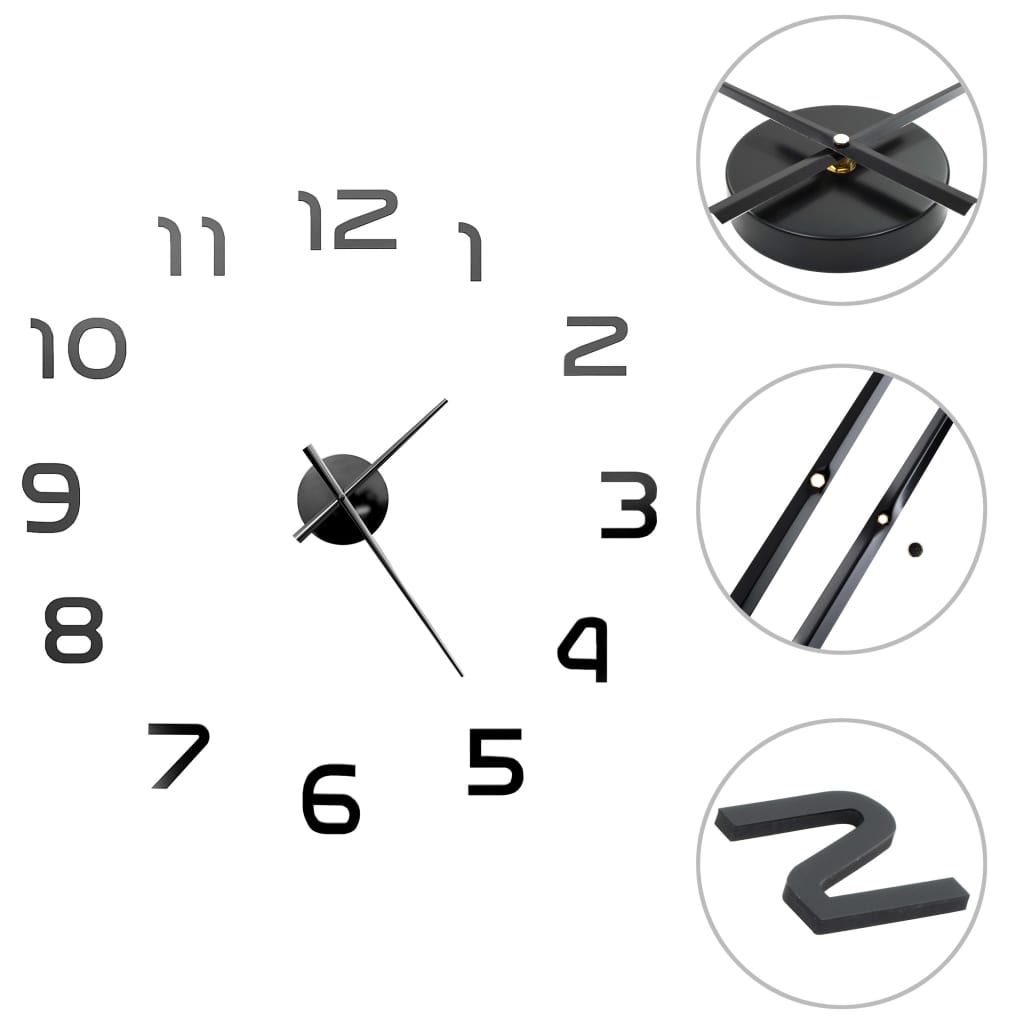 Vidaxl 3D -Wanduhr 100 cm xxl modernes Schwarz