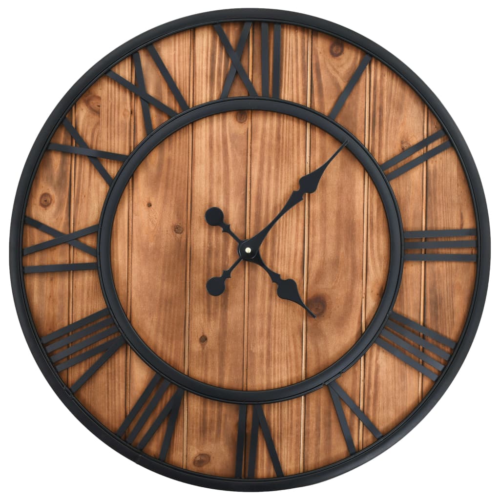 Vidaxl wall clock Vintage-style Quartz mechanism XXL 60 cm wood metal