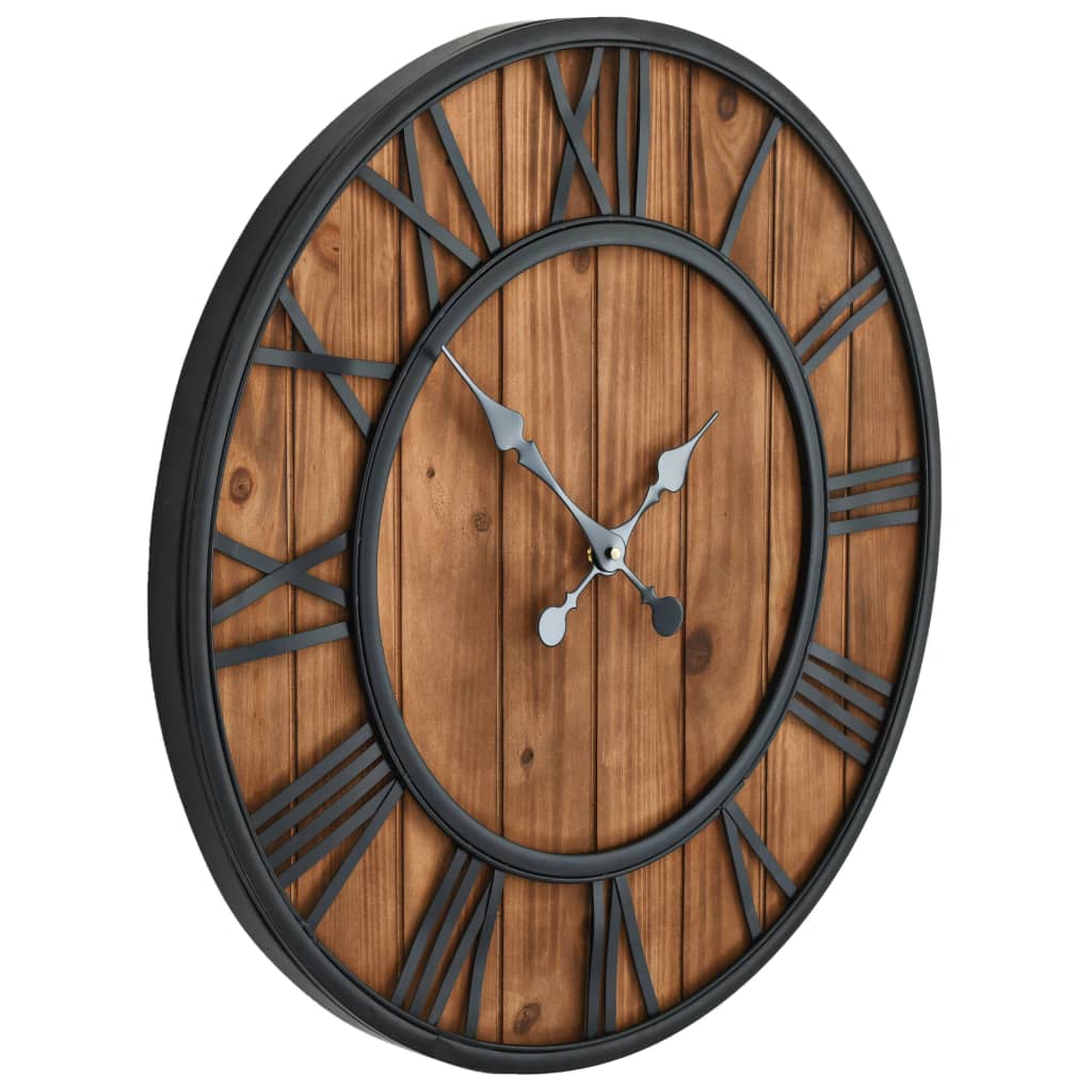 Vidaxl wall clock Vintage-style Quartz mechanism XXL 60 cm wood metal