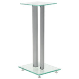 VidaXL Speakerstandaarden zuil-ontwerp gehard glas zilver 2 st