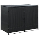 VidaXL Containerberging dubbel 148x80x111 cm poly rattan zwart