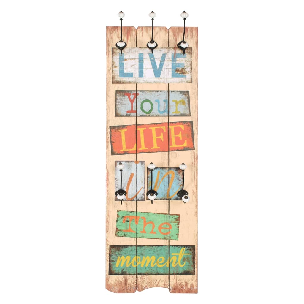 VidaXL Wandkapstok met 6 haken LIVE LIFE 120x40 cm