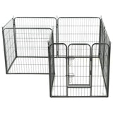 Vidaxl Dog Run s 8 panely 80x80 cm ocel černá