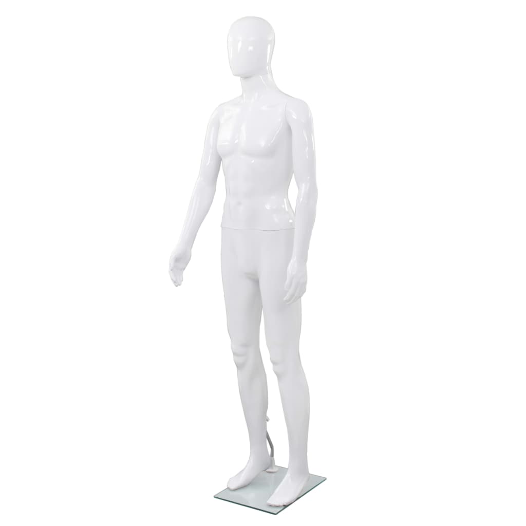 Vidaxl Estalage Doll Male se skleněnou nohou 175 cm lesklá bílá